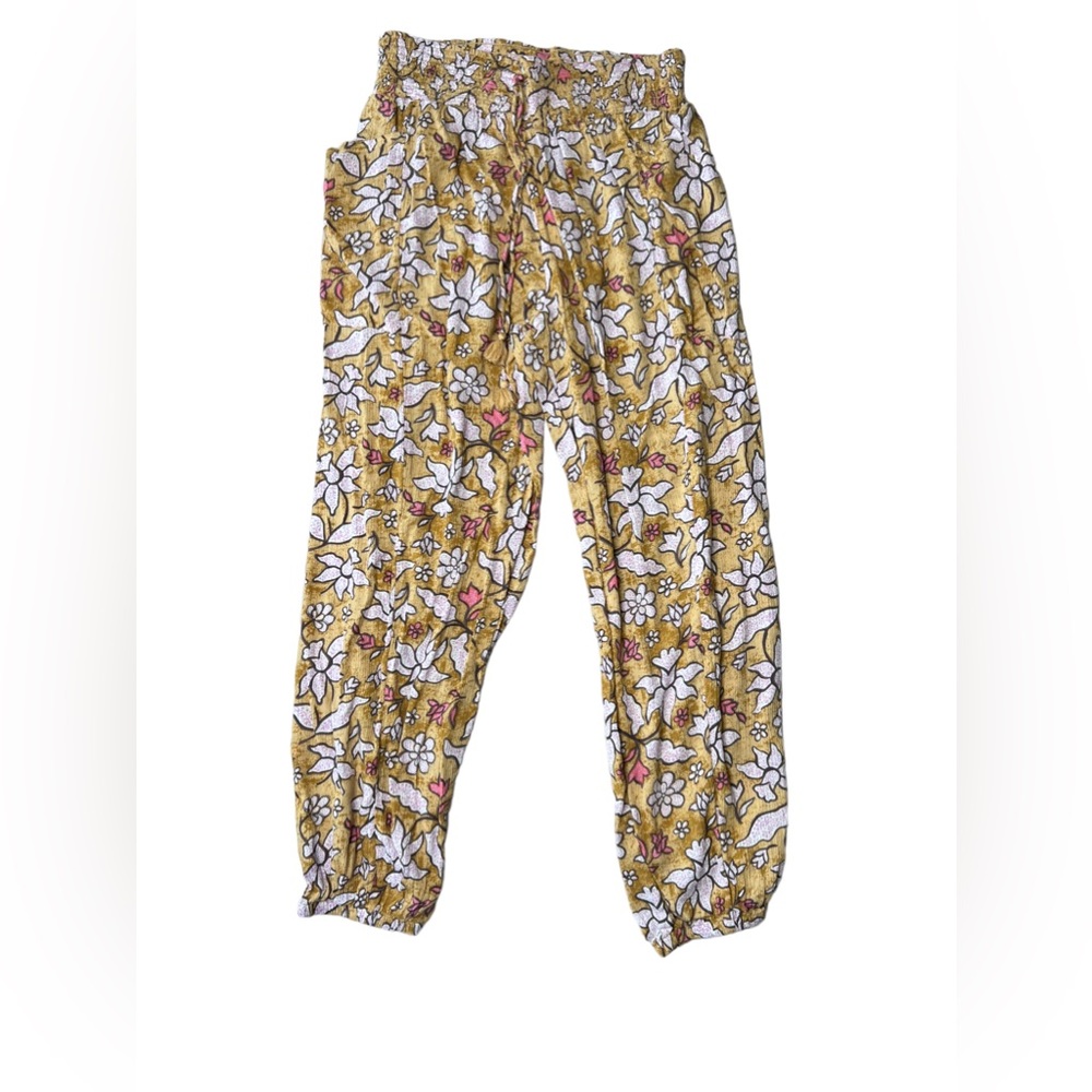 Aerie Yellow Smocked High Waisted Beach Pants Women's Size Medium - Picture 3 of 14